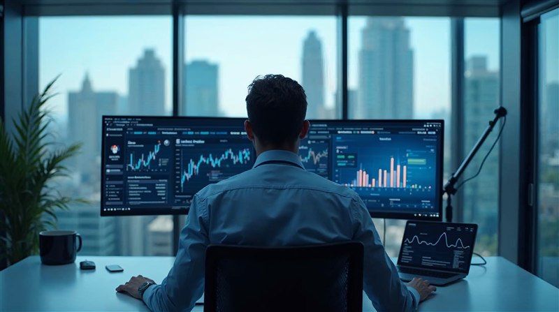 CTO revisando dashboards de consumo de agentes Claude Code y métricas de tokens en pantallas de análisis